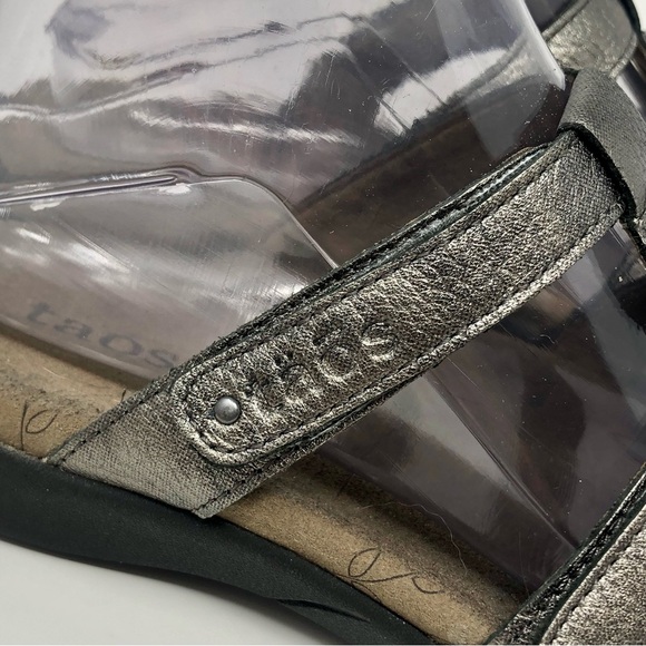 Taos Prize 4 Open Toe Sandals Pewter Gray Leather Three Strap Slip On Flip Flops - Picture 10 of 12